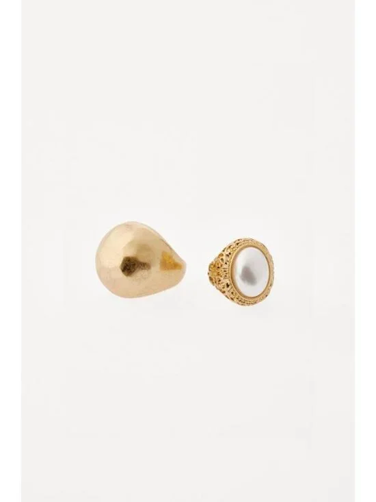 ZARA 2-PACK OF MAXI PEARL METAL RINGS - Picture 3 of 4